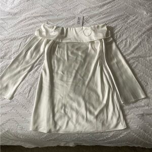 Celia White Off Shoulder Satin Mini Dress